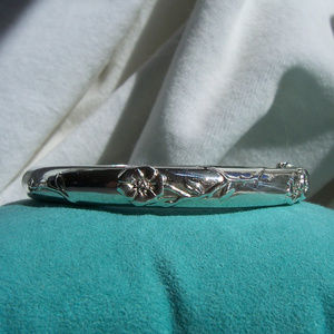 Tiffany & Co. Sterling Silver Rose Bangle Bracelet